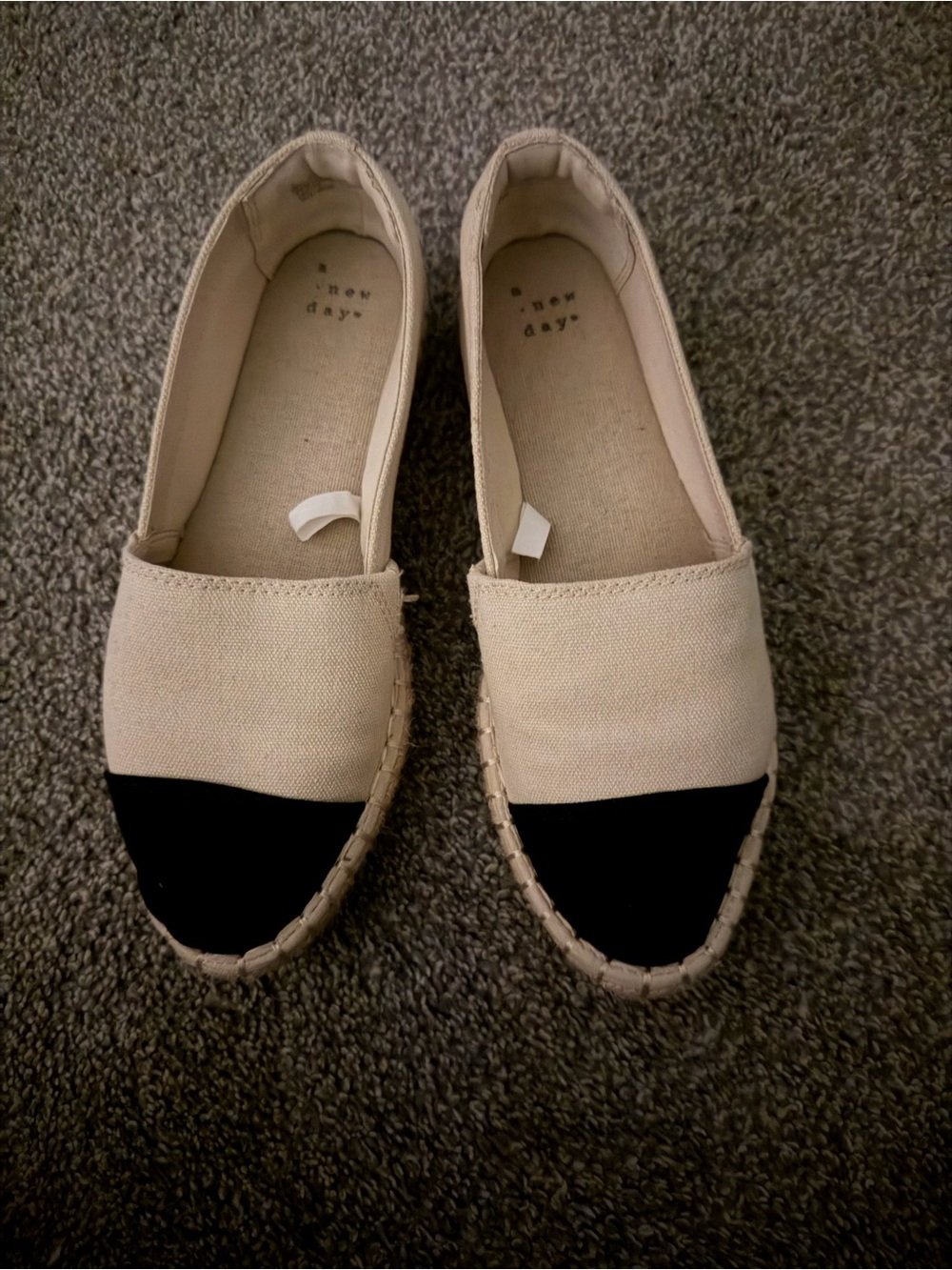 A new day Two-Tone Canvas Espadrilles in Cream and Black